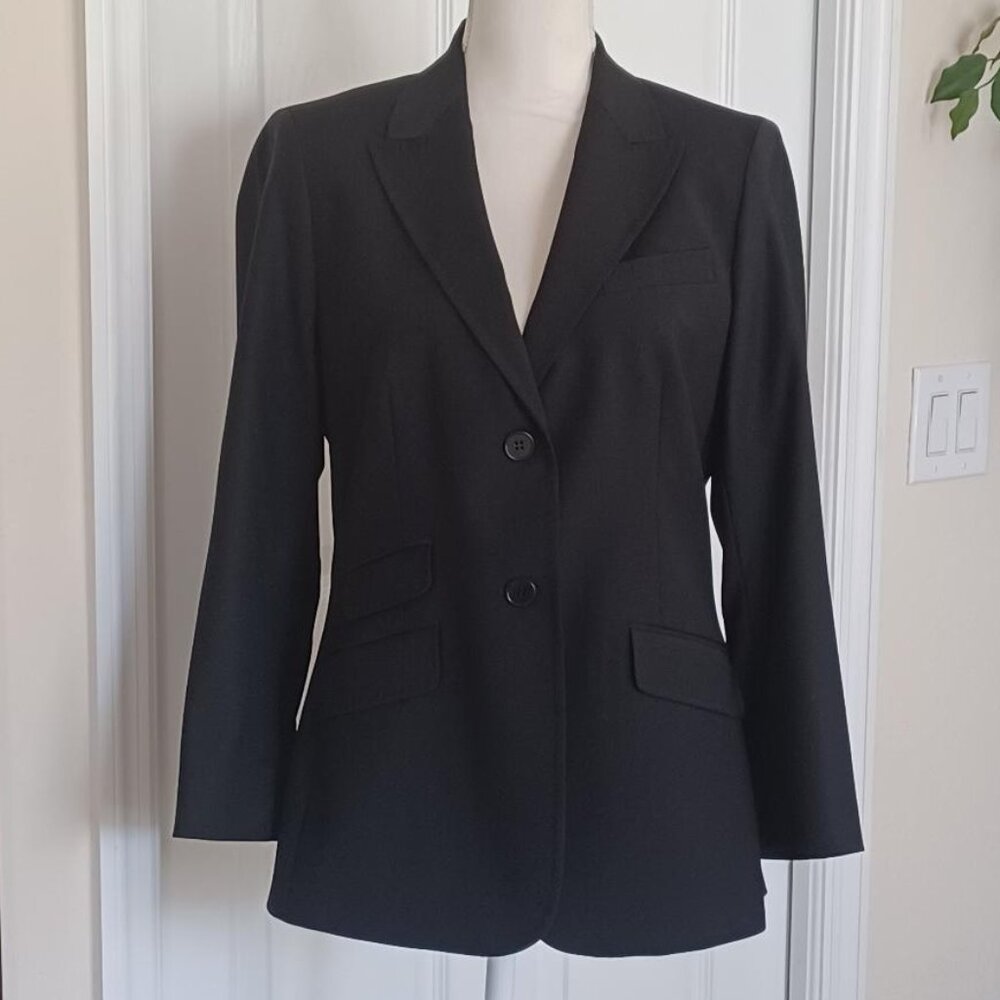 NWOT Talbots Beautifully Tailored Classic Wool Blend Black Blazer Size 12P